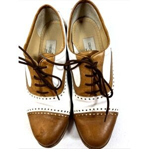 Walter Genuin Brown & White Handmade in Italy Vero Cuoio Golf Shoes Size 9.5
